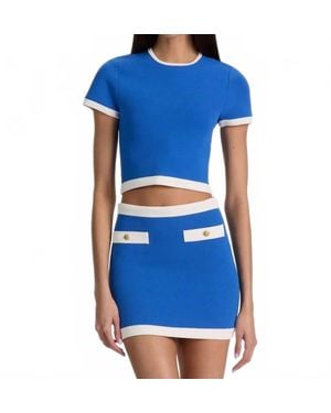 Alice + Olivia Ciara Cropped Pullover - Blue