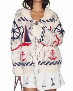 Bailey Rose Sailboat Knit Cardigan - Gray