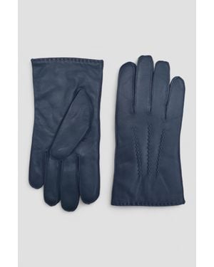 Infinity Leather Italian Leather Warm Wool Lining Winter Stich Design Riding Driving Casual Gloves - Blue