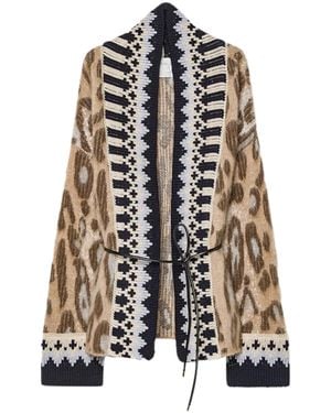 forte_forte The Brit Leopard Jacquard Gauzed Alpaca Cardigan - White