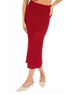 Sadie & Sage Venus Knit Midi Skirt - Red