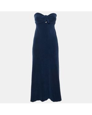 Zimmermann Terry Strapless Front Knot Detail Midi Dress - Blue