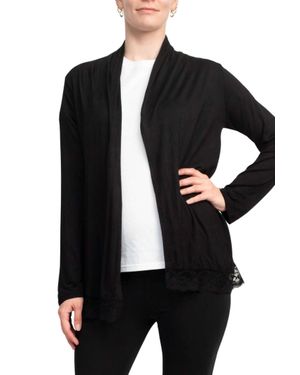 Anna Rose Open Front Long Sleeve Cardigan - Black