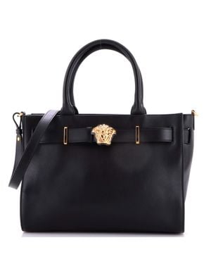 Versace Palazzo Medusa Belted Convertible Tote Leather Large - Black