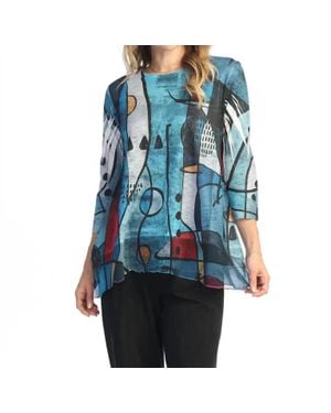 Jess & Jane Granada Chiffon Hem Top - Blue