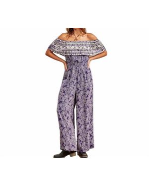 Savanna Jane Paisley Embroidered Jumpsuit - Purple