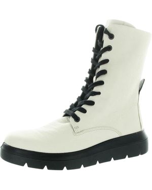 Ecco Nouvelle Lace-Up Leather Mid-Calf Boots - Black
