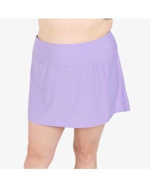Calypsa High Waisted Mini Swim Skirt With Shorts - Purple