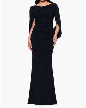 Betsy & Adam Miriam Long Jersey Draped Back Gown - Black
