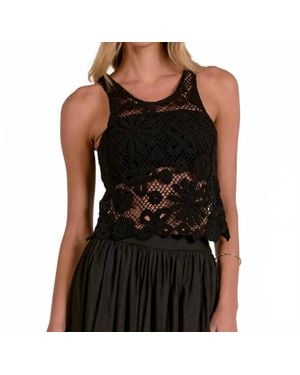 Elan Cassidy Crochet Knit Tank Top - Black