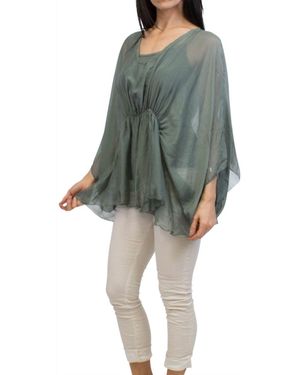 Gigi Moda Paolita Bat-Wing Scoop Neck Blouse - Green