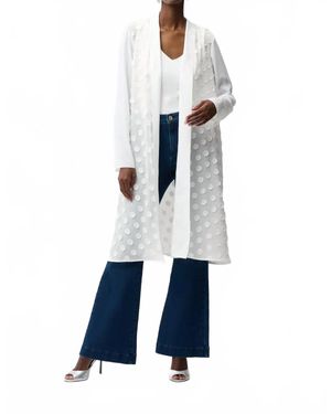 Joseph Ribkoff 3D Polka Dots Open Front Long Cardigan - Blue