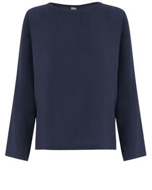 Q-WINS Silk Knit Sweater - Blue