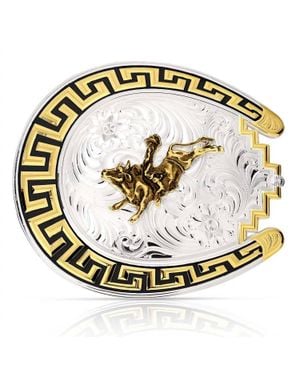 Montana Silversmiths Sunrise Mesa Buckle With Bull Rider - Metallic