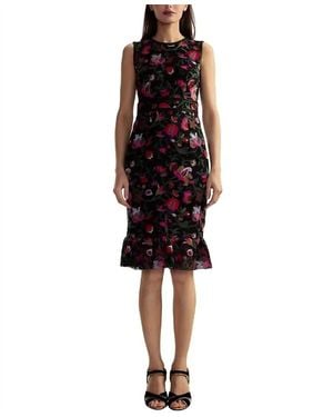 Cynthia Rowley Embroidered Sleeveless Midi Dress - Black