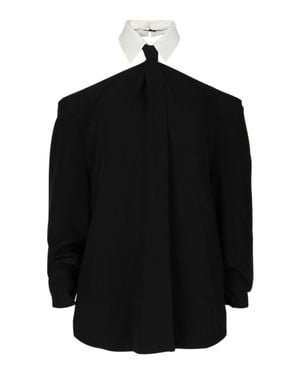 Valentino Crepe Couture Blouse With Necktie Detail - Black