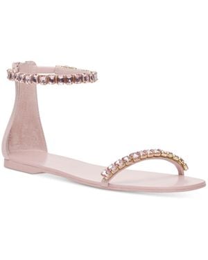 INC The Carmel 2 Rhinestone Faux Leather Ankle Strap - Pink