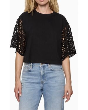 Sanctuary Crochet Sleeve Belle Top - Black