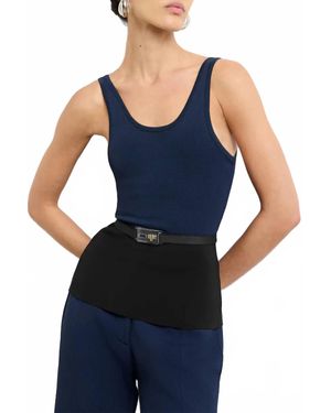 Brandon Maxwell Julia Scoop Neck Knit Tank Turnlock Belt - Blue