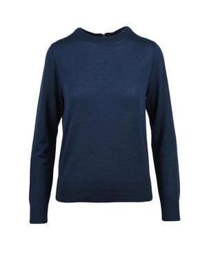 Beatrice B. Back Zip Virgin Wool-Blend Crewneck Sweater - Blue
