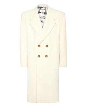 Philipp Plein Wool/Cashmere Coat Ls - White