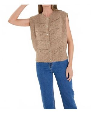 English Factory Button Front Knit Vest - Blue