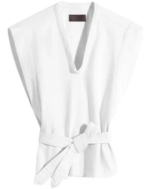 Lemaire Sleeveless Chasuble-Style Leather Top With Matching Belt - White