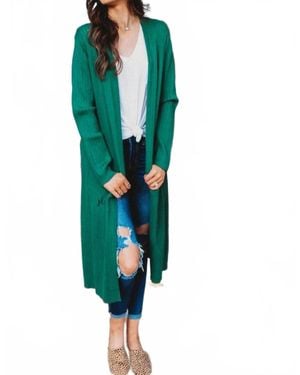 Jess Lea Go To Ribbed Duster Cardigan - Green