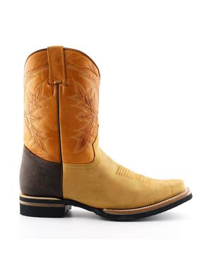 Grinders Tan Mid-Calf Cowboy Leather Boots- El Paso - Brown