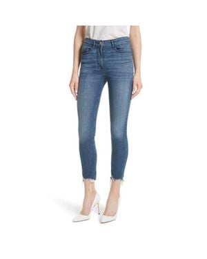 3x1 3 X 1 W3 Remo Crop Skinny Jeans Fringed Edges - Blue