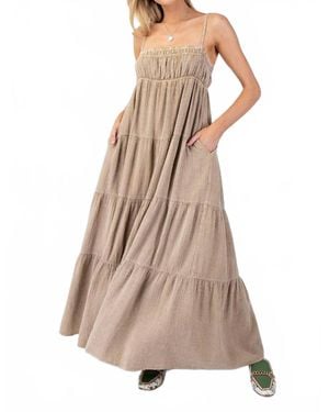 Easel Mineral Washed Cotton Gauze Maxi Dress - Natural