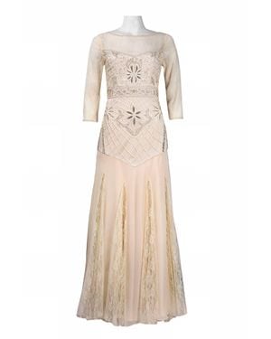 Sue Wong Beaded & Embroidered Dress - Natural