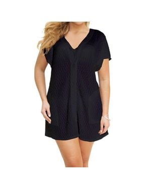 Jordan Taylor Braided Chevron Button Up Tunic - Black