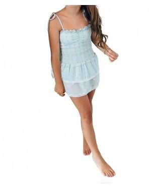 Theme Girls Lola Heart Smocked Ruffle Dress - Blue