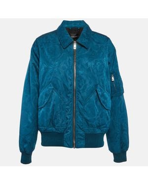 Versace Nylon Barocco Bomber Jacket - Blue