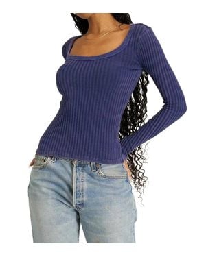 Project Social T What's The Scoop Washed Rib Longsleeve Top - Blue
