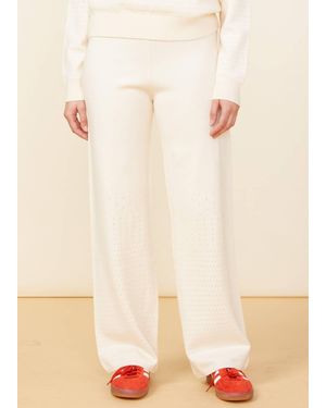 Monrow Supersoft Open Knit Flare Pants - Natural