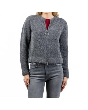 Margittes Boucle Zip Knit Sweater - Gray