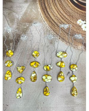 Nizhoni Traders Handmade Sterling Honey Dahlia Necklace With Signed Nizhoni - Gray