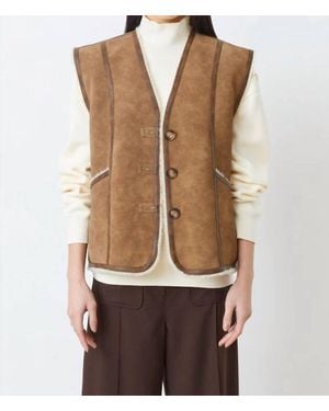Suncoo Reversible Sheepskin Vest - Brown