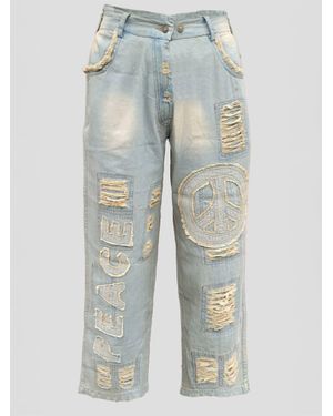 Paperlace Peace Applique Jeans - Blue