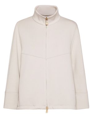 Elena Miro Caban Boxy High Collar Zip Jacket - White