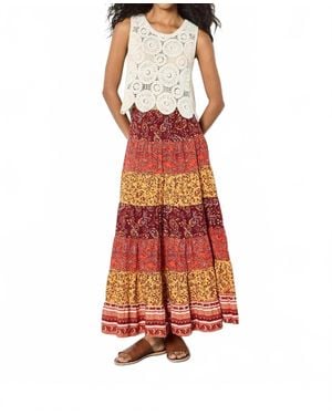 Apricot Circles Crochet Shell Top - Red