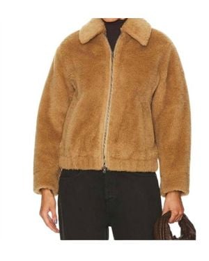 Vince Faux Shearling Bomber Jacket - Brown