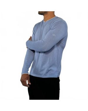Robert Comstock Cash-T Cashmere Silk Light Weight Sweater - Blue