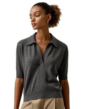 LILYSILK Cashmere Polo Sweater For - Black
