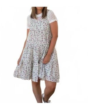 Easel Boho Bramble Floral Dress - White