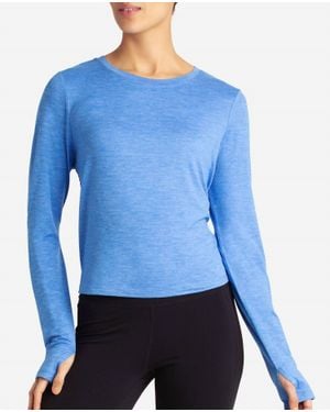 Danskin Cutout Cropped Long Sleeve Tee - Blue