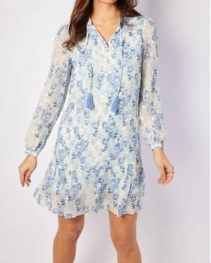 Sail To Sable Ruffle Hem Dress With Tassels - Blue