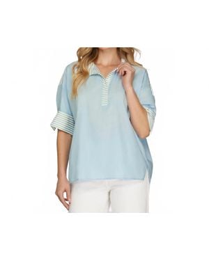 Style USA Prep Oversized Top - Blue